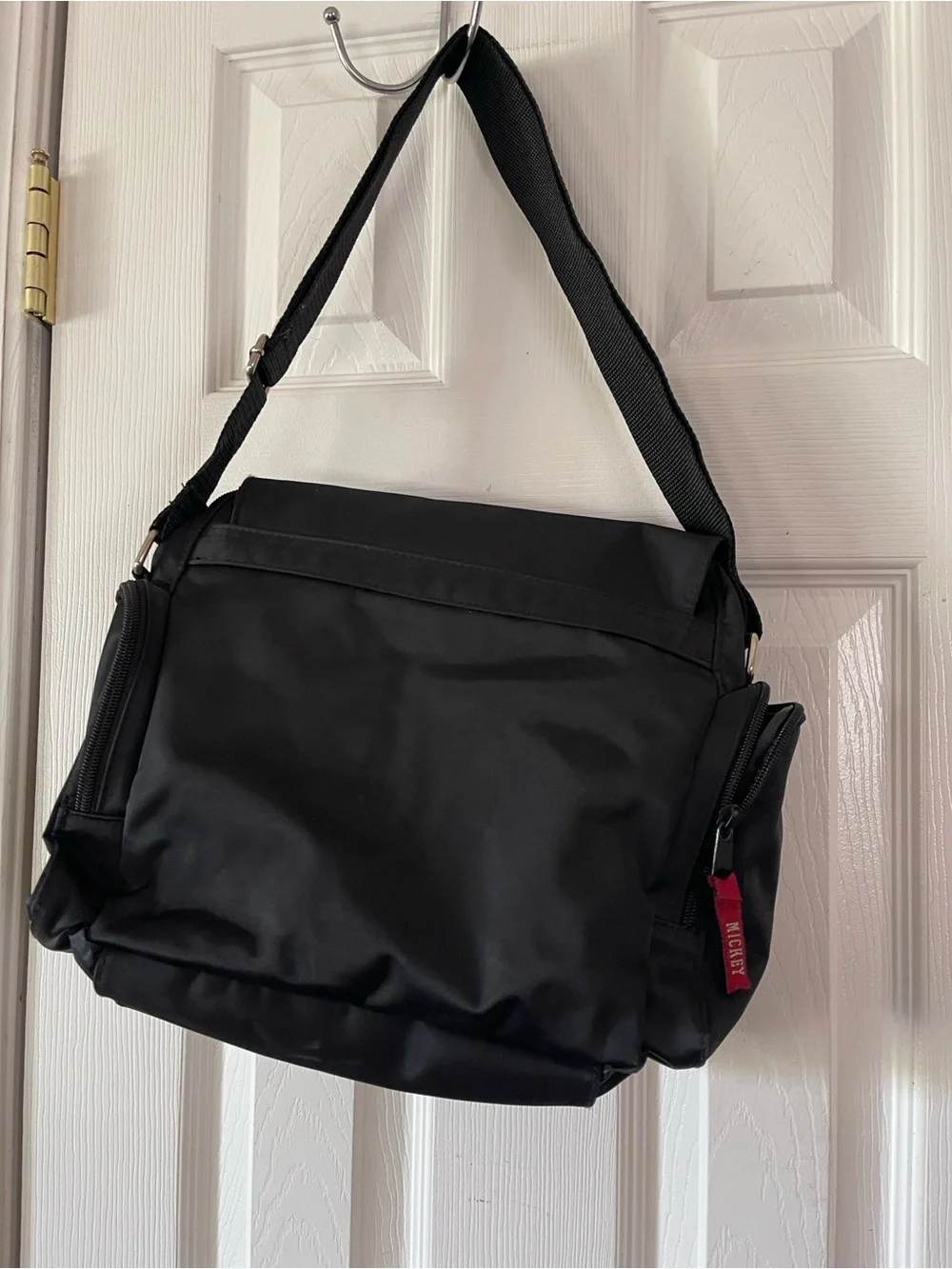 Disney Black Messenger Bag with Red Mickey Applique